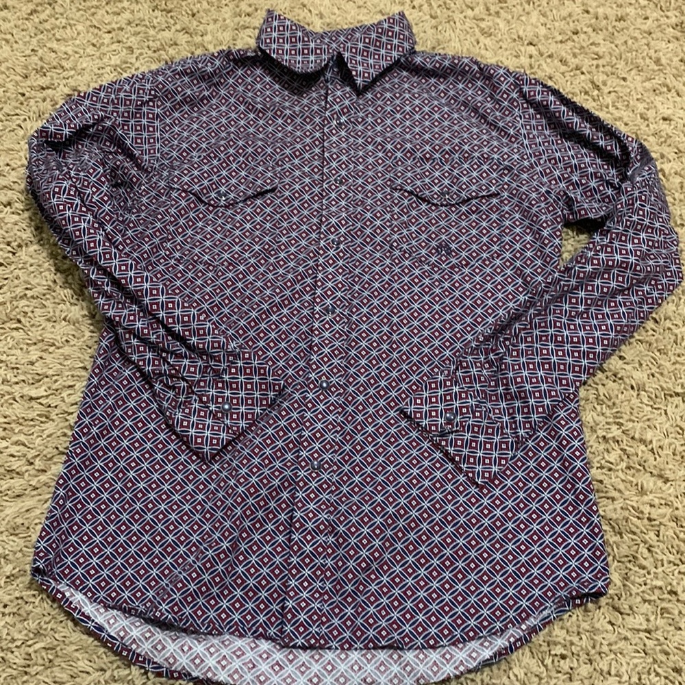 Boys Roper XL 16 18 Western Cowboy Button Down Shirt Red Blue Snaps Rodeo NFR